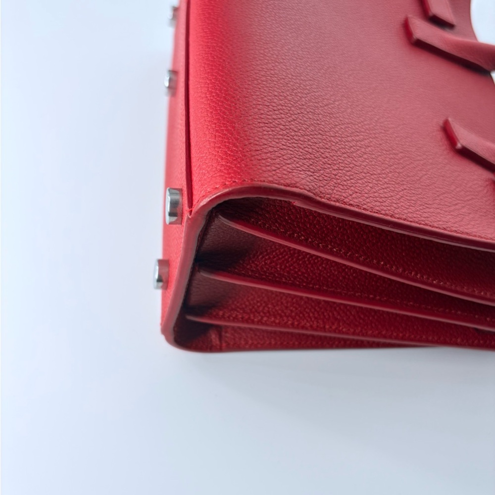 YSL Sac Du Jour Nano in Red Pebbled Leather - Picture 13 of 16